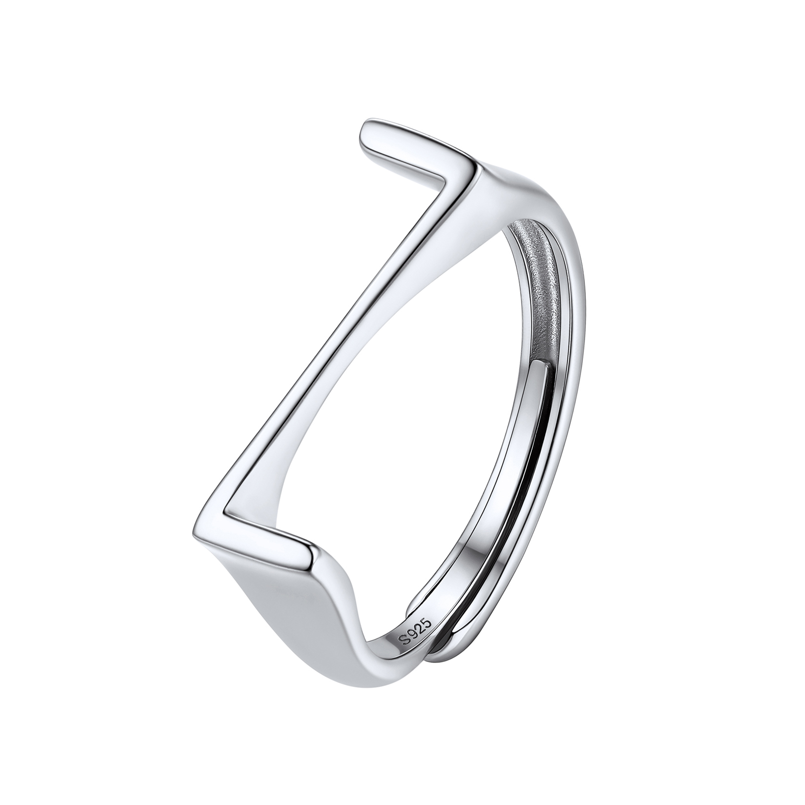 Sterling Silver Initial Stamped Alphabet A-Z Adjustable Ring