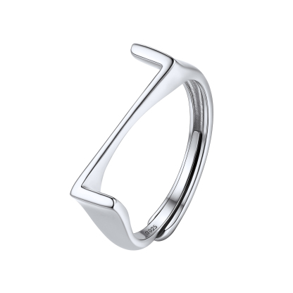 Sterling Silver Initial Stamped Alphabet A-Z Adjustable Ring