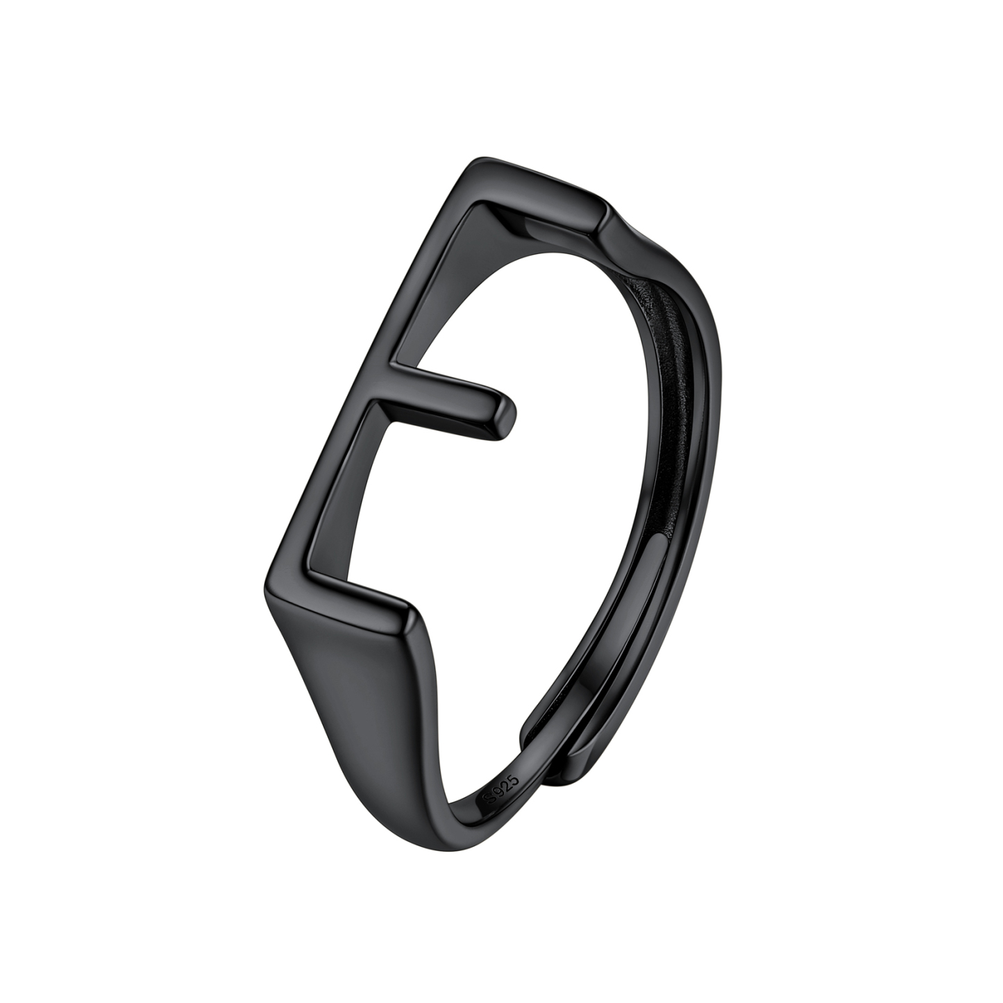 Sterling Silver Initial Stamped Alphabet A-Z Adjustable Ring