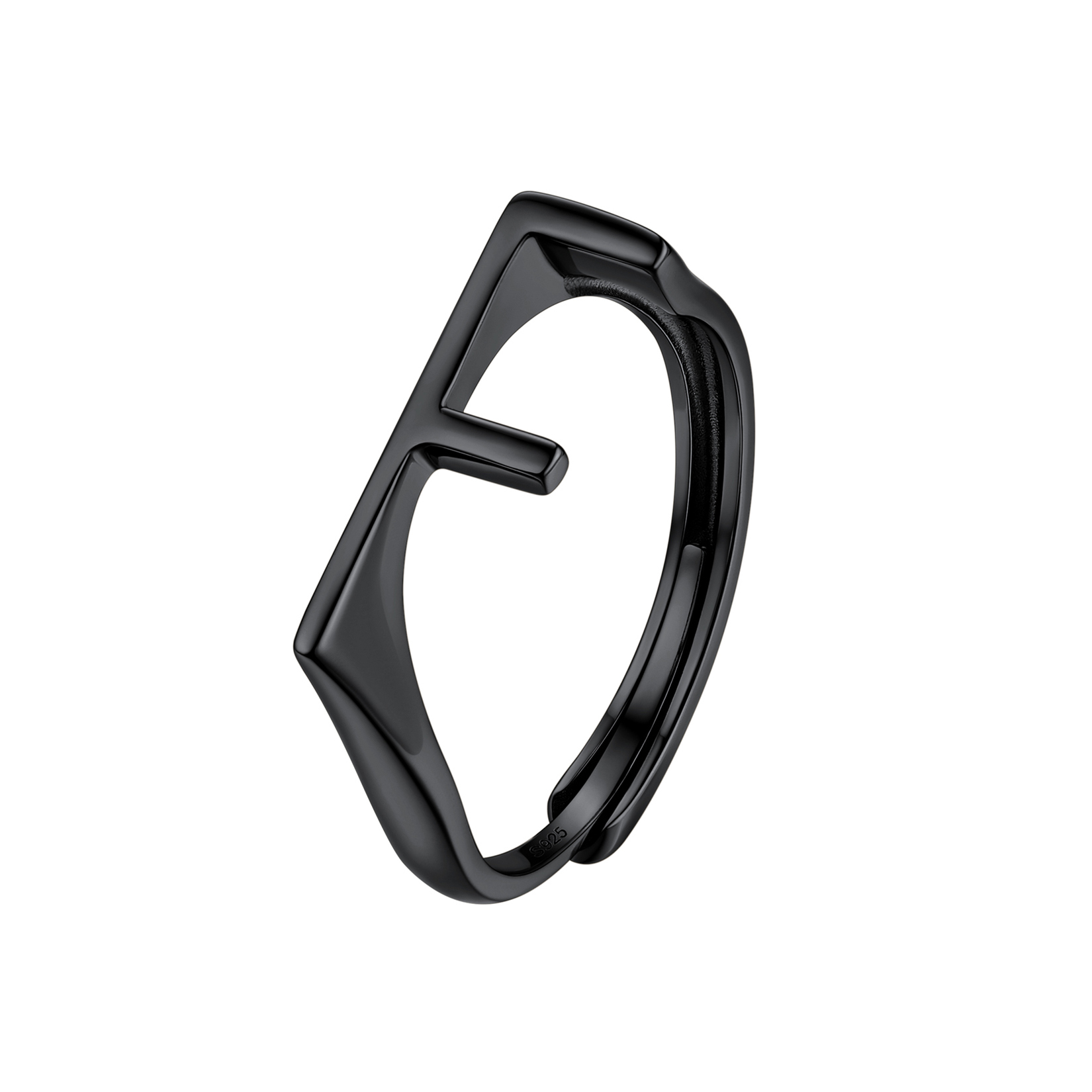 Sterling Silver Initial Stamped Alphabet A-Z Adjustable Ring