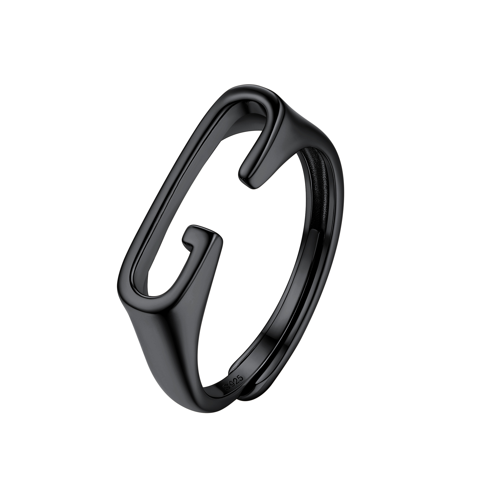 Sterling Silver Initial Stamped Alphabet A-Z Adjustable Ring