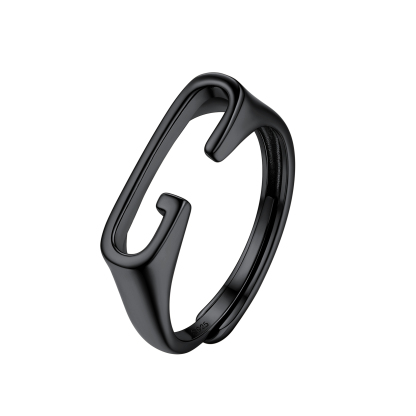 Sterling Silver Initial Stamped Alphabet A-Z Adjustable Ring