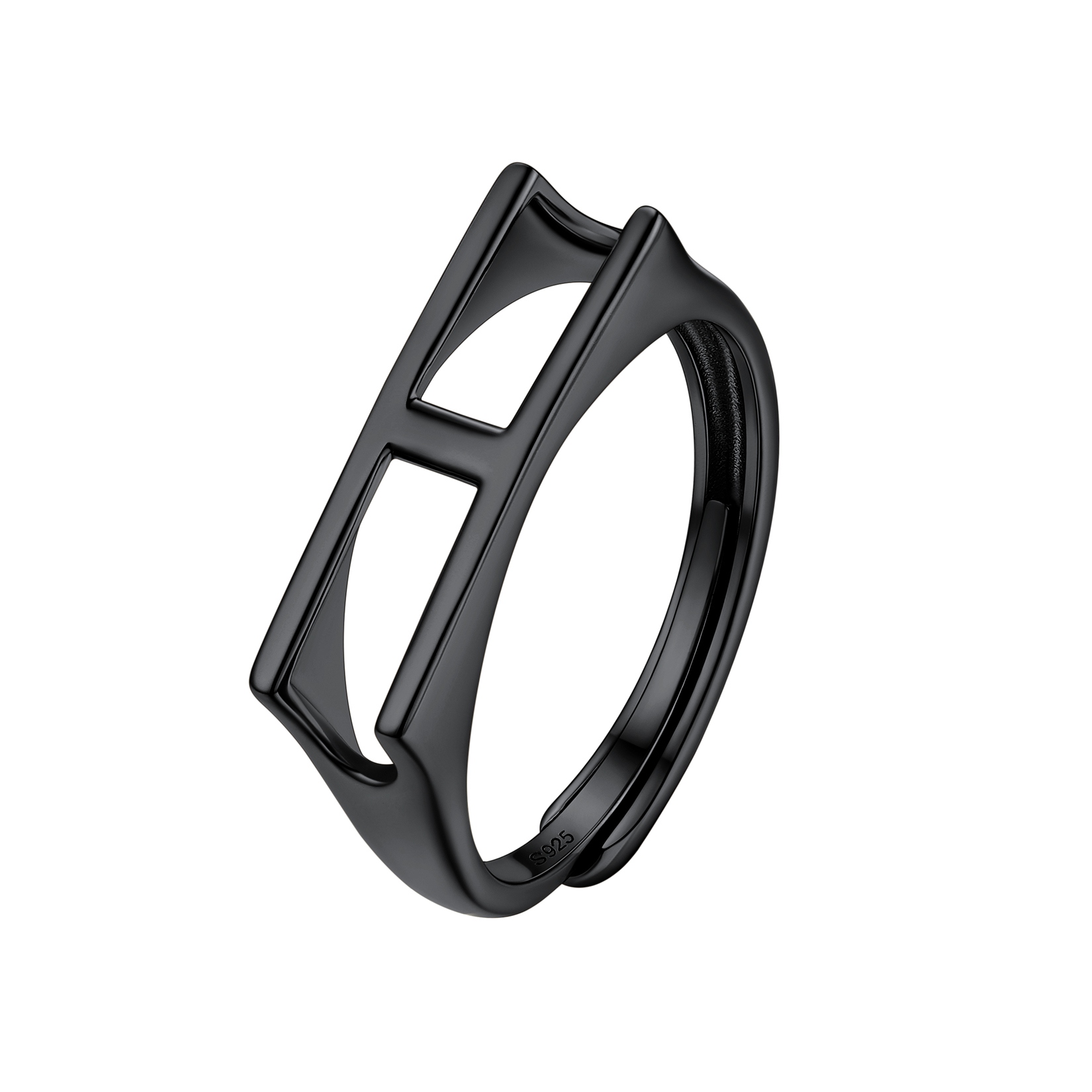 Sterling Silver Initial Stamped Alphabet A-Z Adjustable Ring