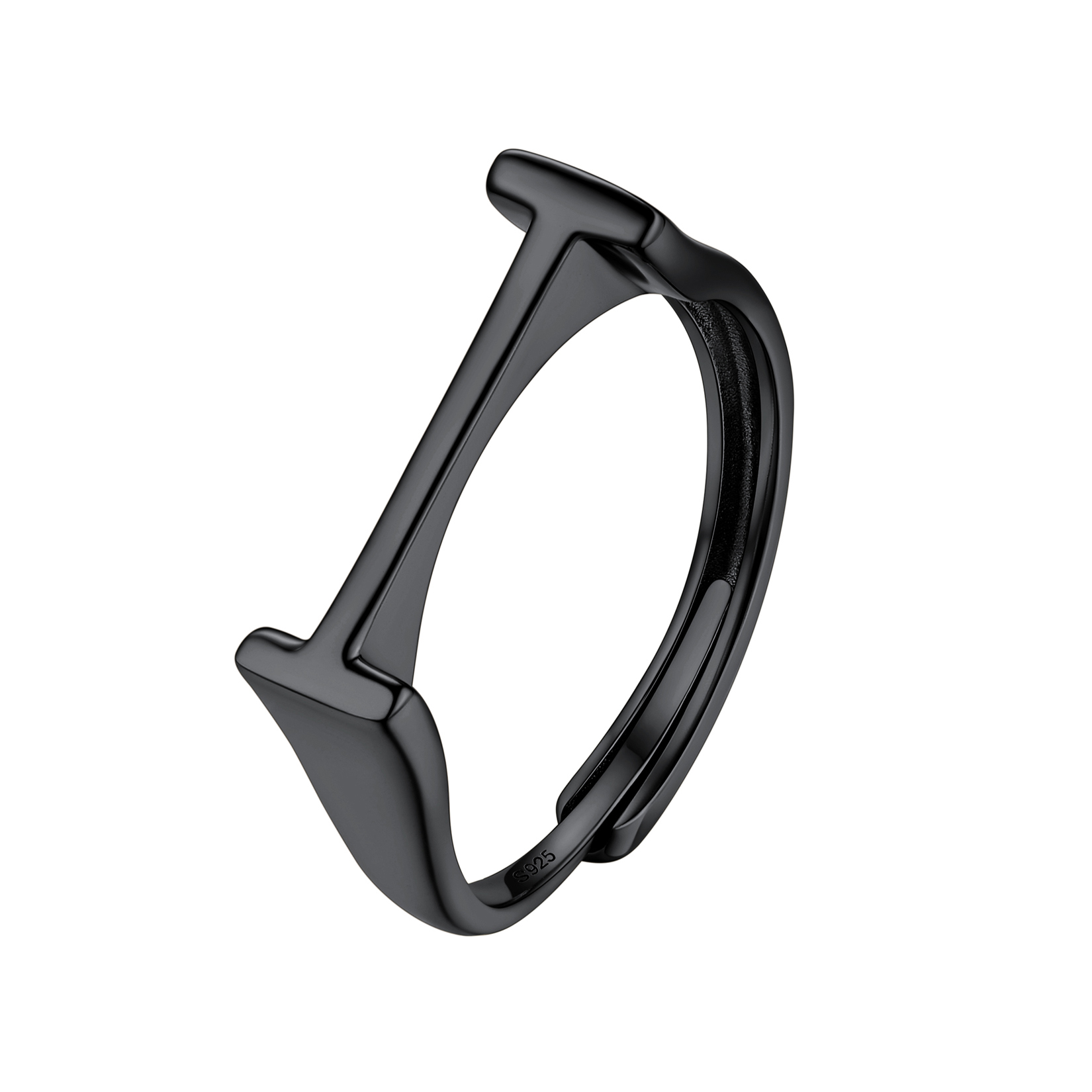 Sterling Silver Initial Stamped Alphabet A-Z Adjustable Ring