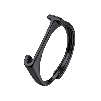 Sterling Silver Initial Stamped Alphabet A-Z Adjustable Ring