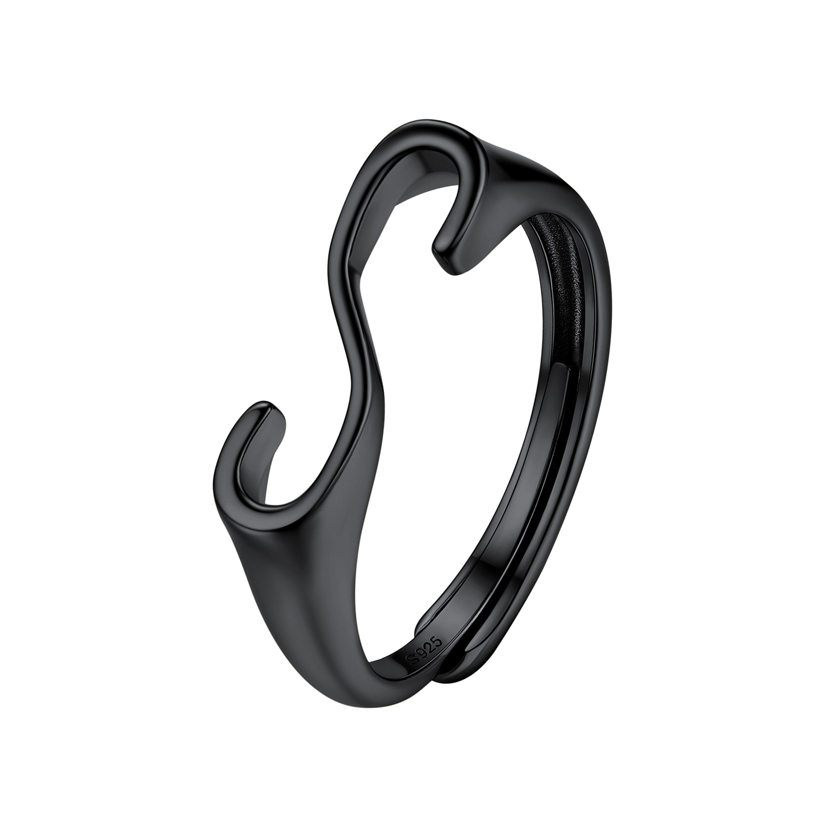 Sterling Silver Initial Stamped Alphabet A-Z Adjustable Ring