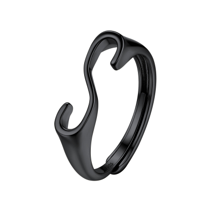 Sterling Silver Initial Stamped Alphabet A-Z Adjustable Ring