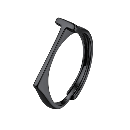 Sterling Silver Initial Stamped Alphabet A-Z Adjustable Ring