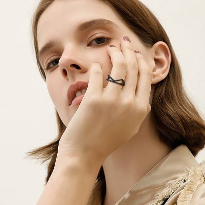 Sterling Silver Initial Stamped Alphabet A-Z Adjustable Ring MODEL