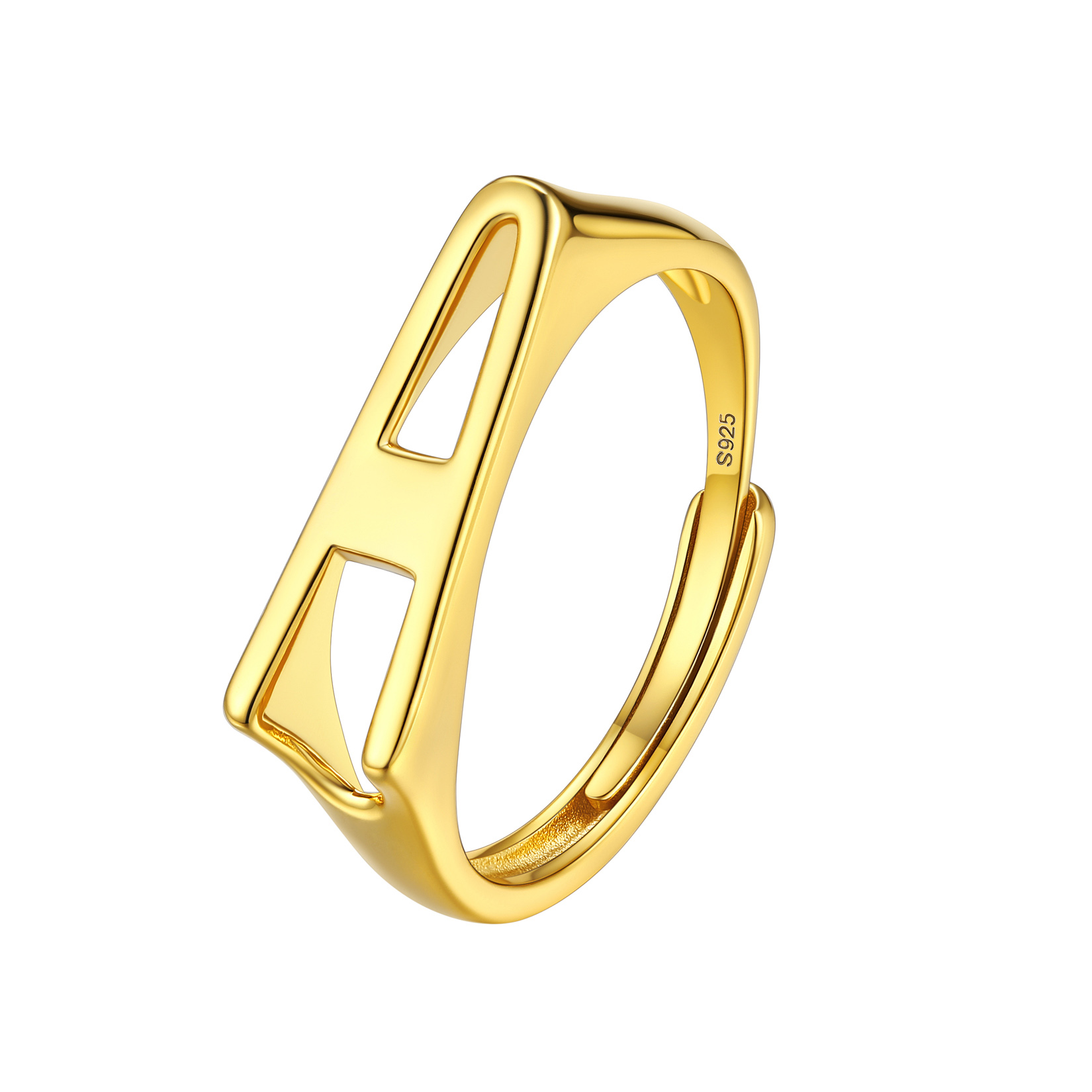 Sterling Silver Initial Stamped Alphabet A-Z Adjustable Ring