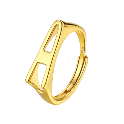 Sterling Silver Initial Stamped Alphabet A-Z Adjustable Ring