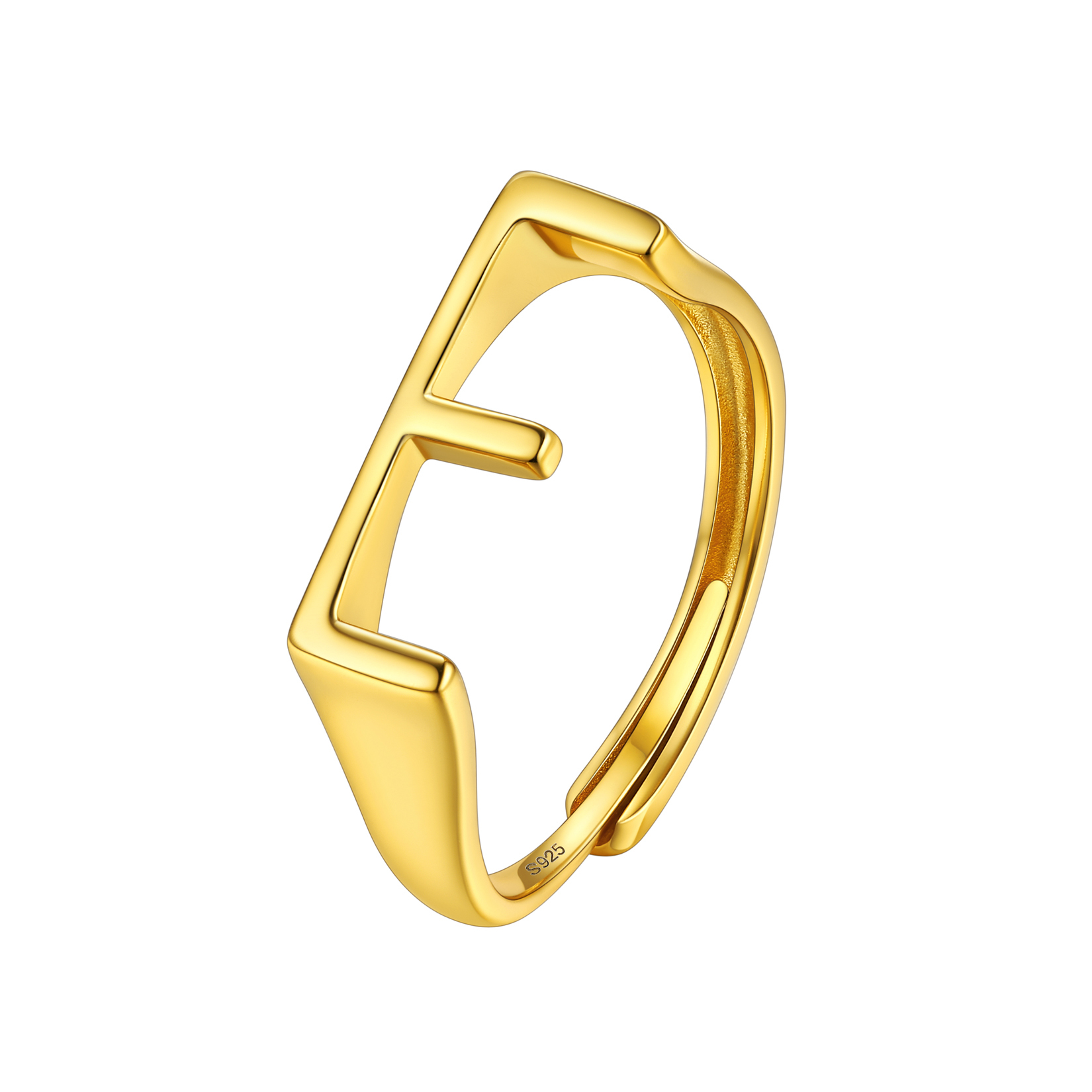 Sterling Silver Initial Stamped Alphabet A-Z Adjustable Ring