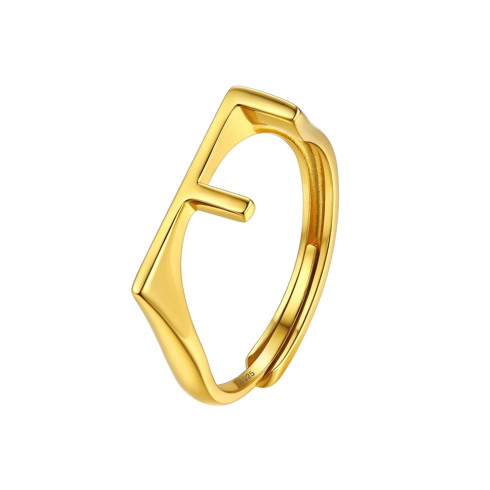 Sterling Silver Initial Stamped Alphabet A-Z Adjustable Ring