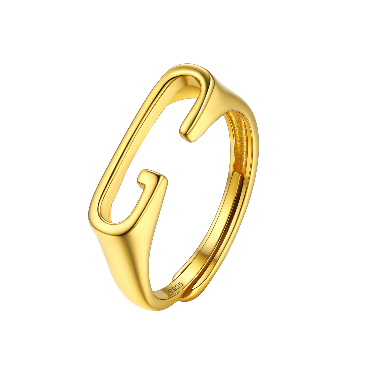 Sterling Silver Initial Stamped Alphabet A-Z Adjustable Ring