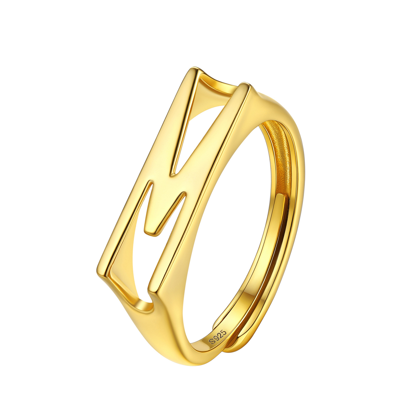 Sterling Silver Initial Stamped Alphabet A-Z Adjustable Ring