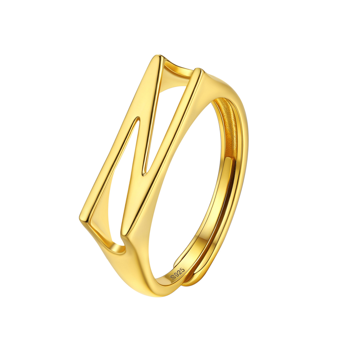 Sterling Silver Initial Stamped Alphabet A-Z Adjustable Ring