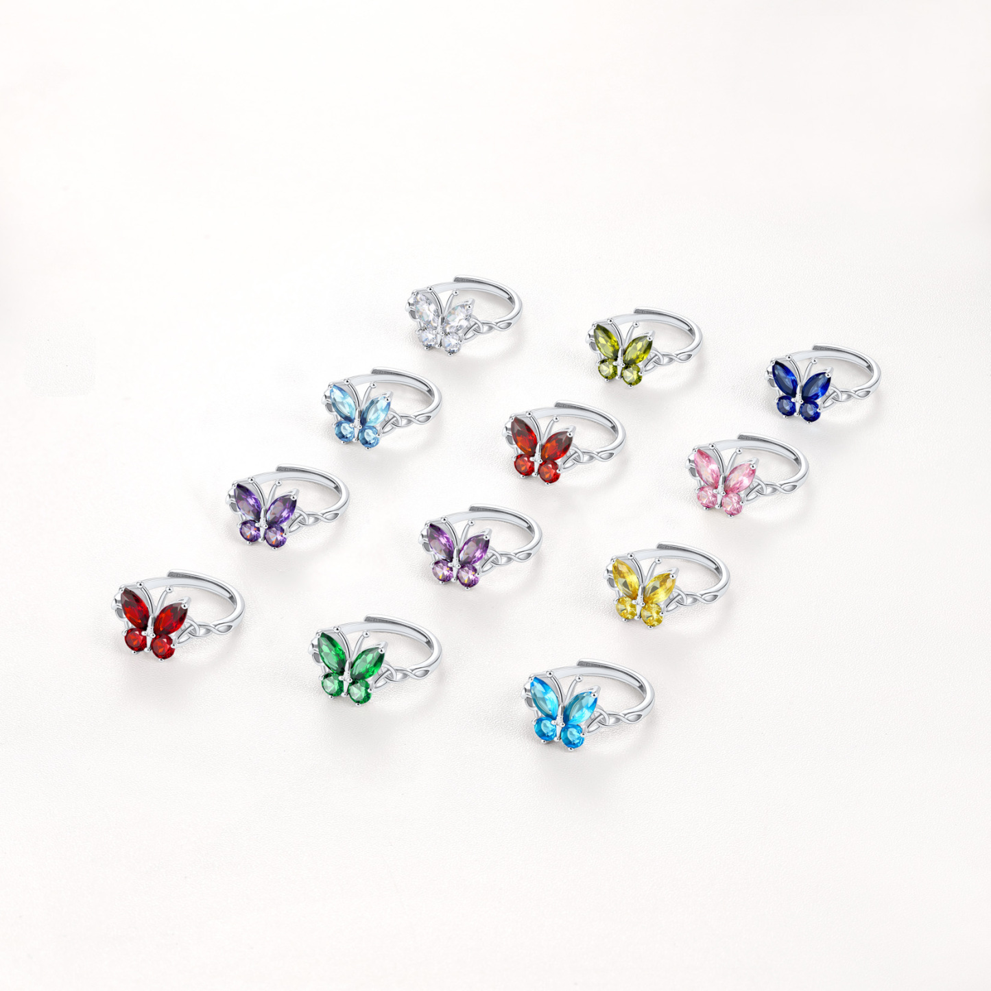 925 Sterling Silver Birthstone Butterfly Ring for Women collection