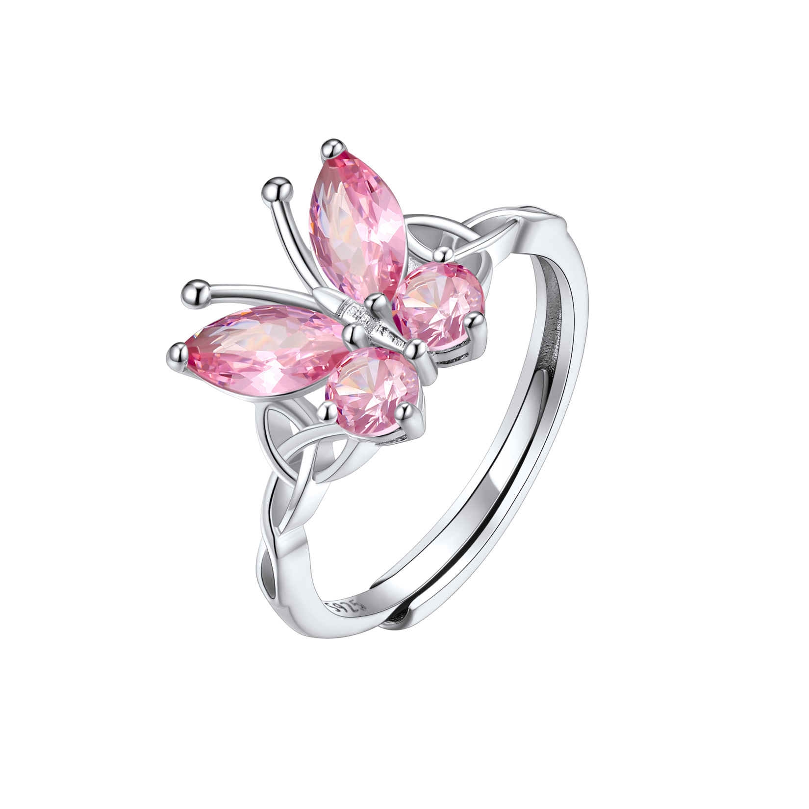 925 Sterling Silver Birthstone Butterfly Ring for Women