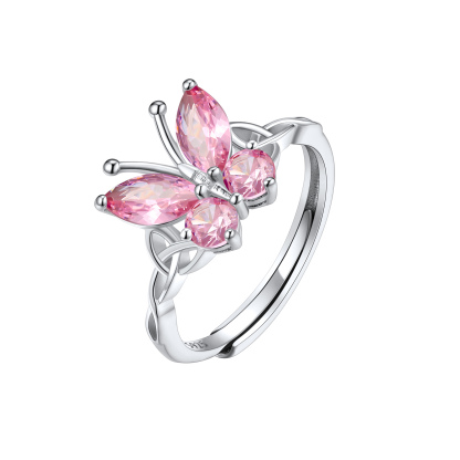 925 Sterling Silver Birthstone Butterfly Ring for Women