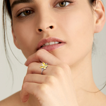 925 Sterling Silver Birthstone Butterfly Ring for Women MODEL