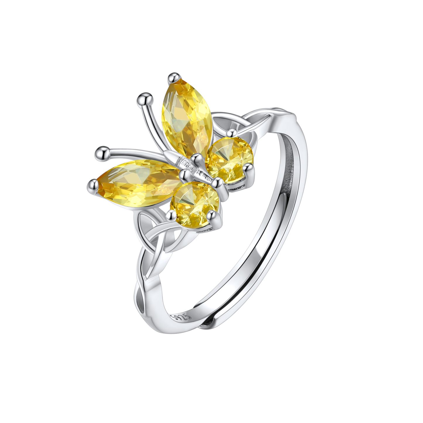 925 Sterling Silver Birthstone Butterfly Ring for Women
