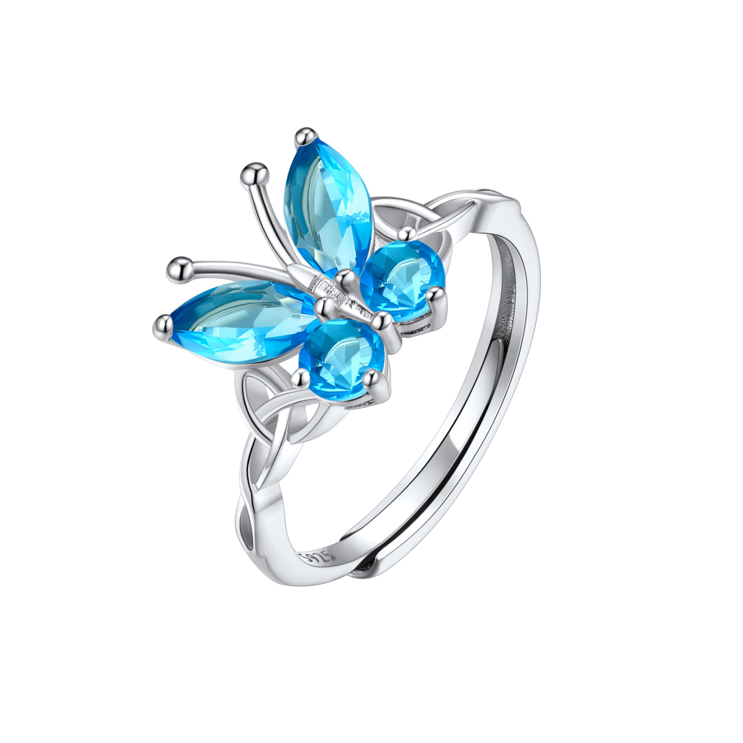 925 Sterling Silver Birthstone Butterfly Ring for Women
