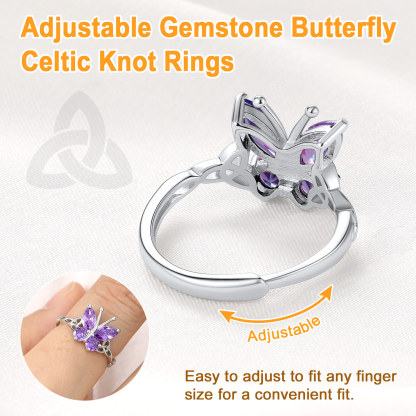 925 Sterling Silver Butterfly Adjustable Ring for Women