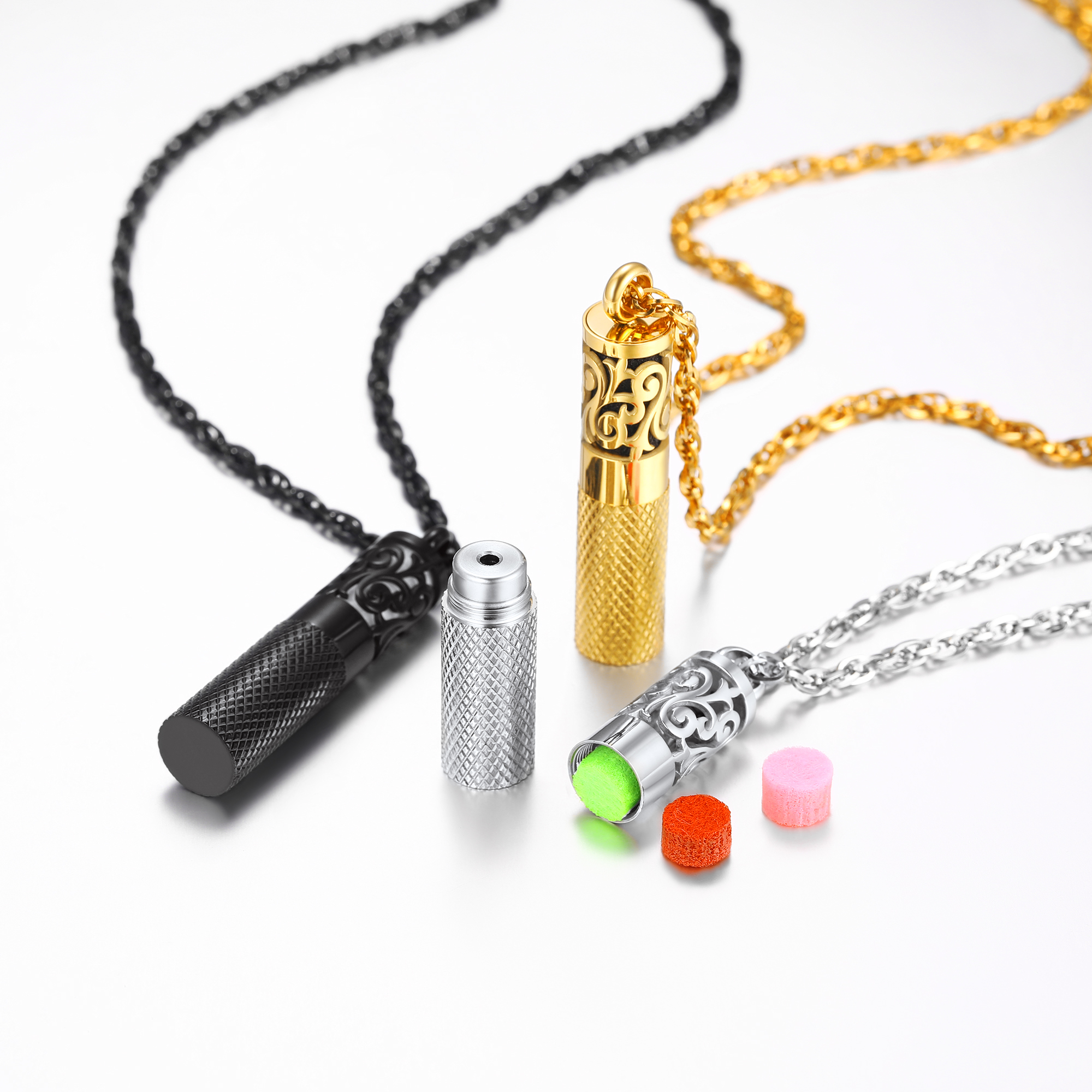 Perfume Locket Diffuser Essential Oil Stainless Steel Necklace COLOR