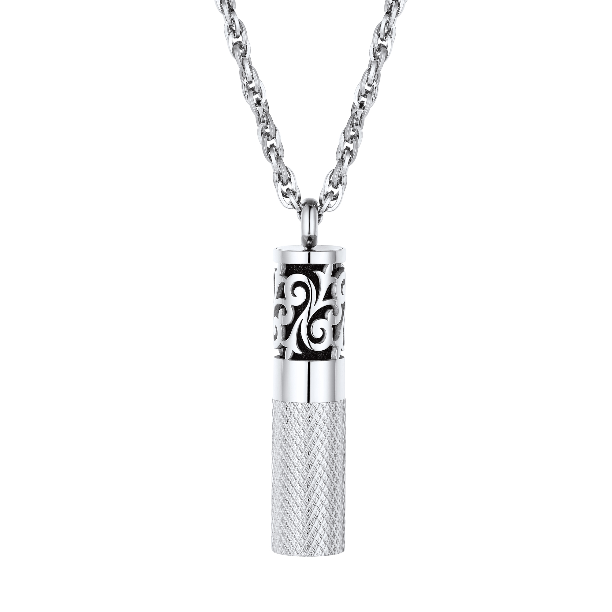 Perfume Locket Diffuser Essential Oil Stainless Steel Necklace SILVER