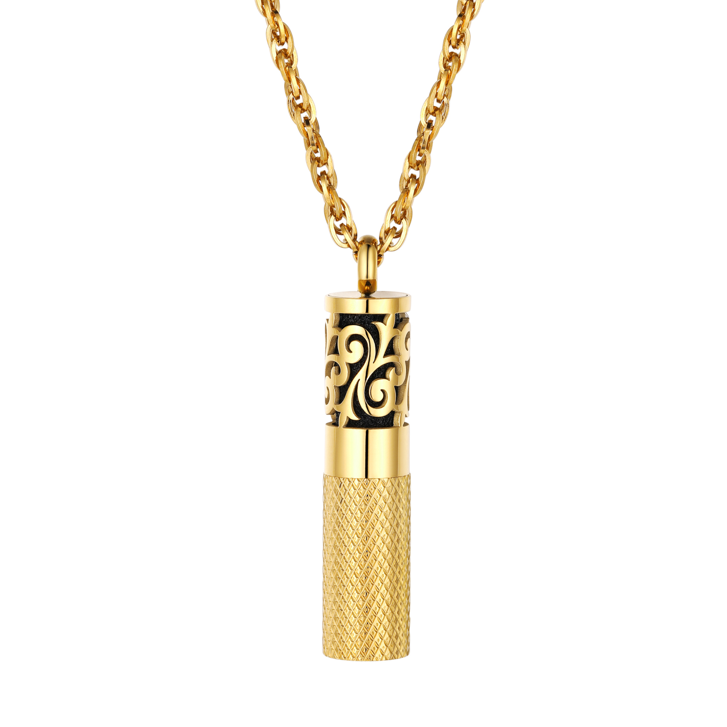 Perfume Locket Diffuser Essential Oil Stainless Steel Necklace GOLD