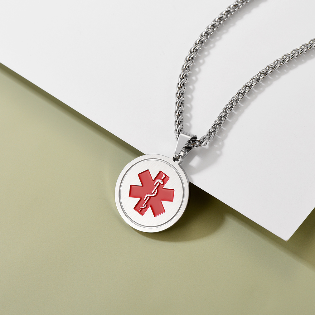 Personalized Engraved Medical ID Medical Alert Necklace silver occasion