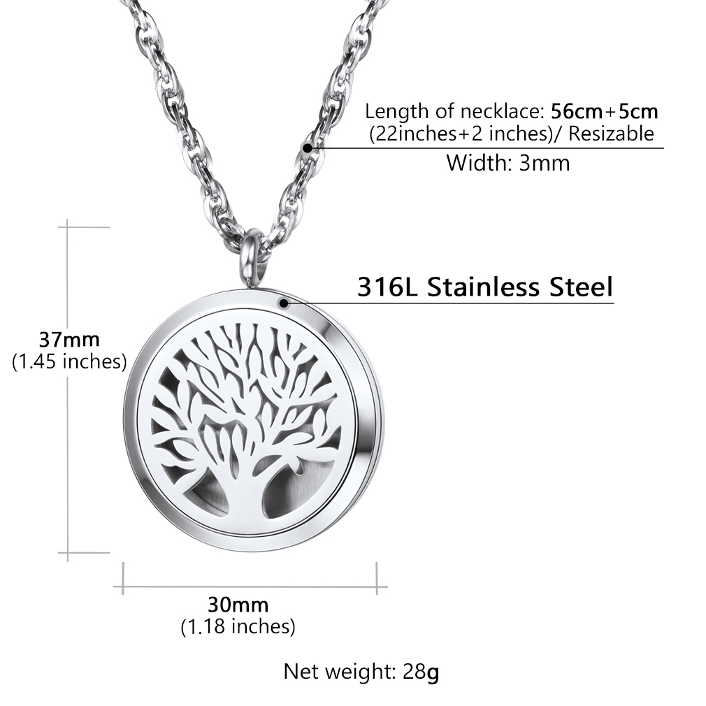 Custom Photo Life Tree Locket Necklace for Women size