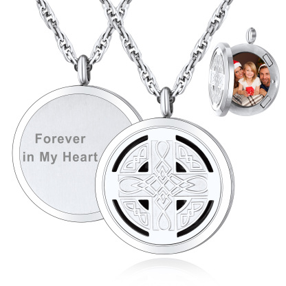 Custom Locket Photo Celtic Cross Pendant Necklace