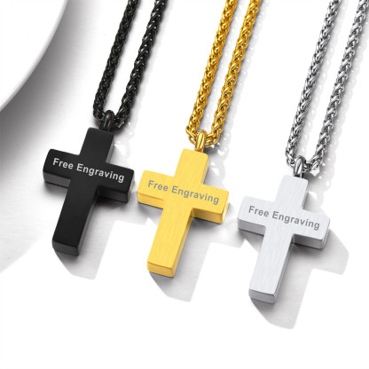 Custom Engraved Cross Cremation Pendant Urn Necklace for Ashes collection