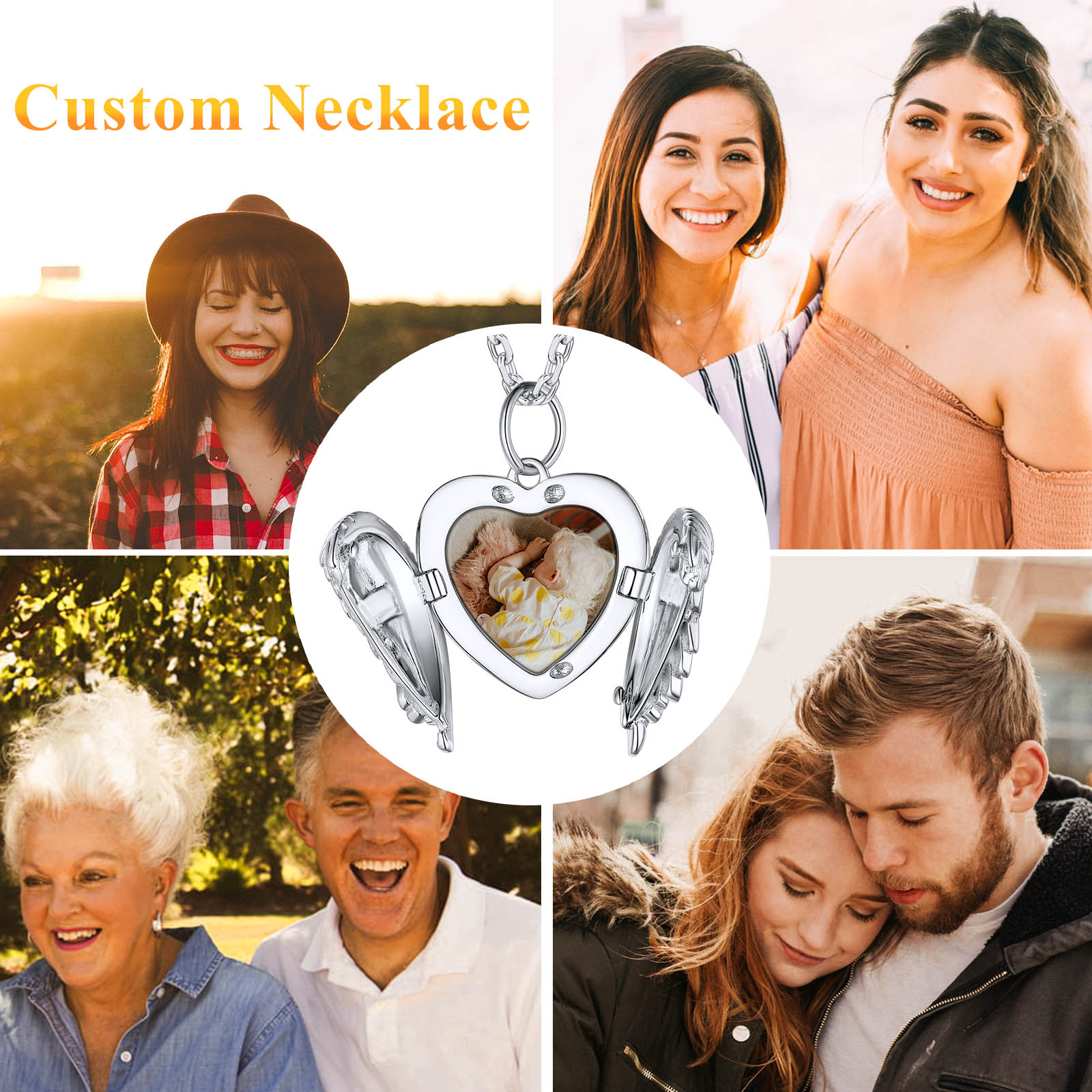 Personalized Photo Heart Locket Necklace for Women scene