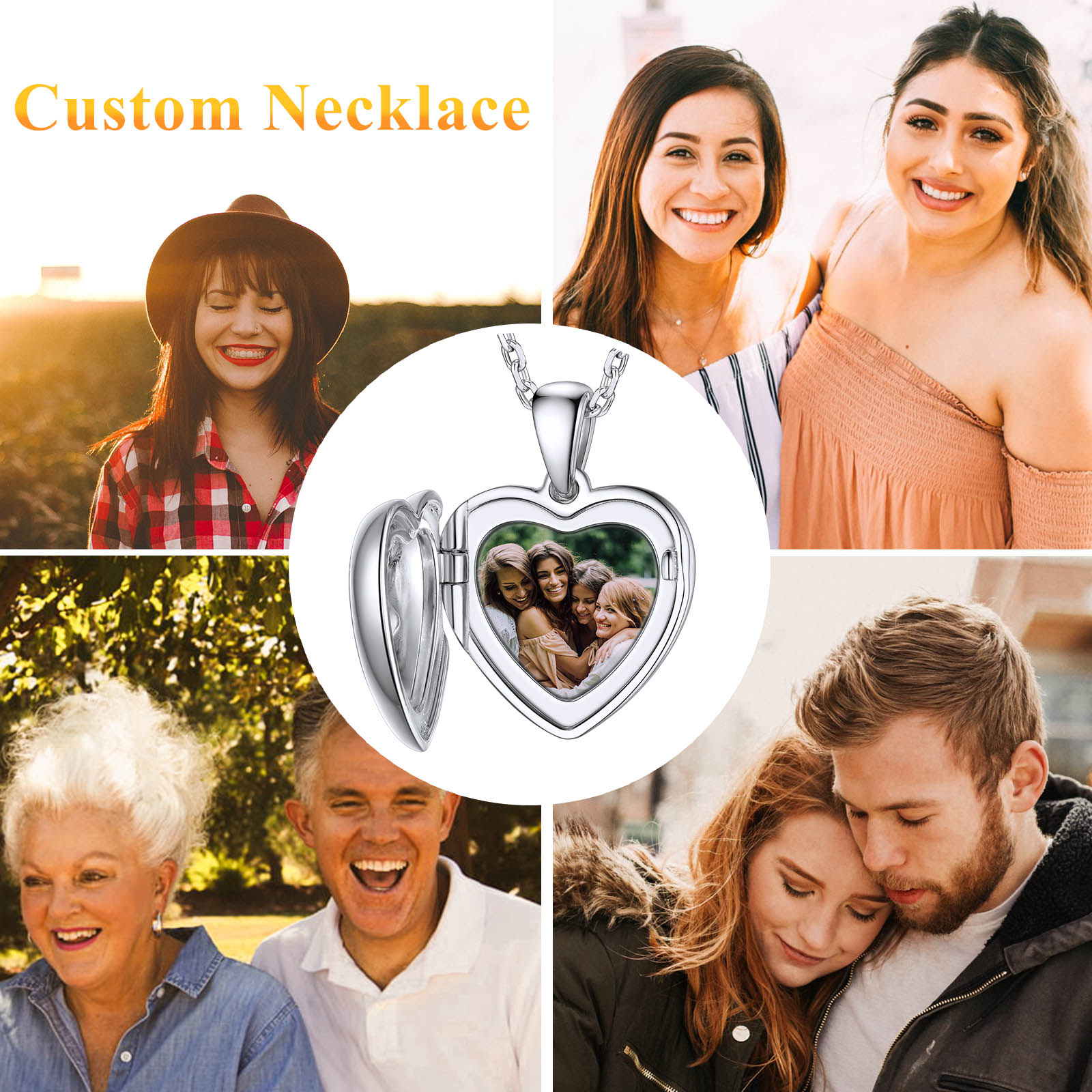 Personalized Birthstone Locket Photo Necklace for Women