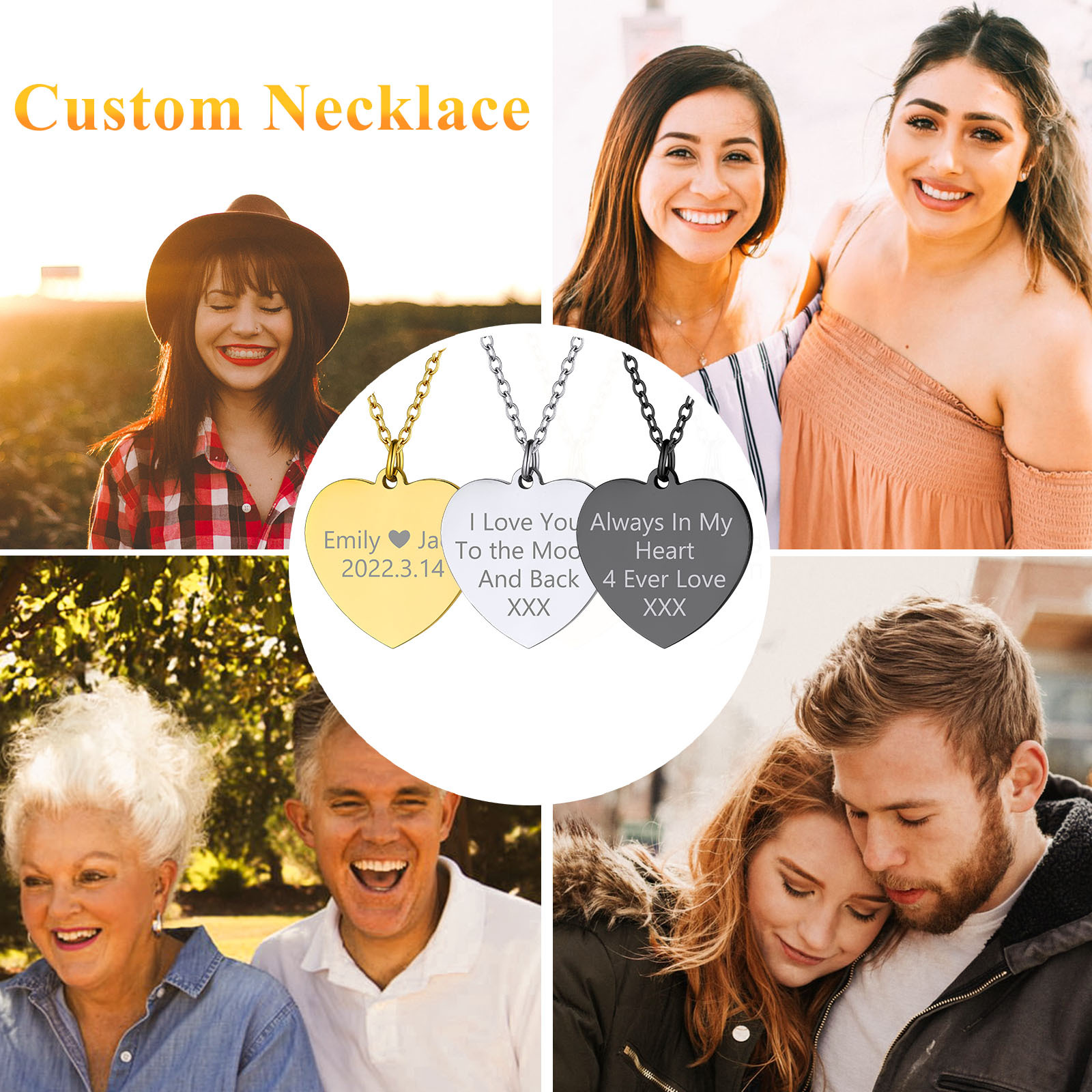 Personalized Engraved Heart Pendant Necklace scene