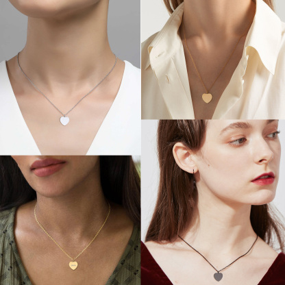 Personalized Engraved Heart Pendant Necklace model show