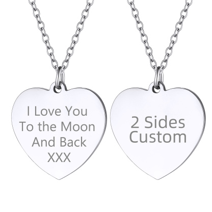 Personalized Engraved Heart Pendant Necklace for Women silver