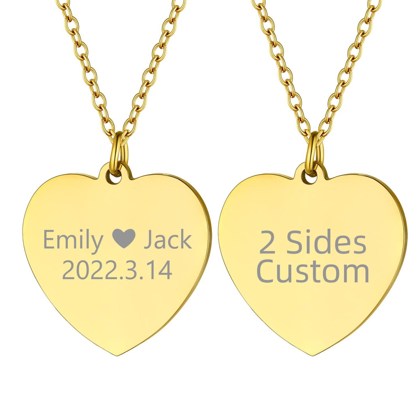 Personalized Engraved Heart Pendant Necklace for Women gold