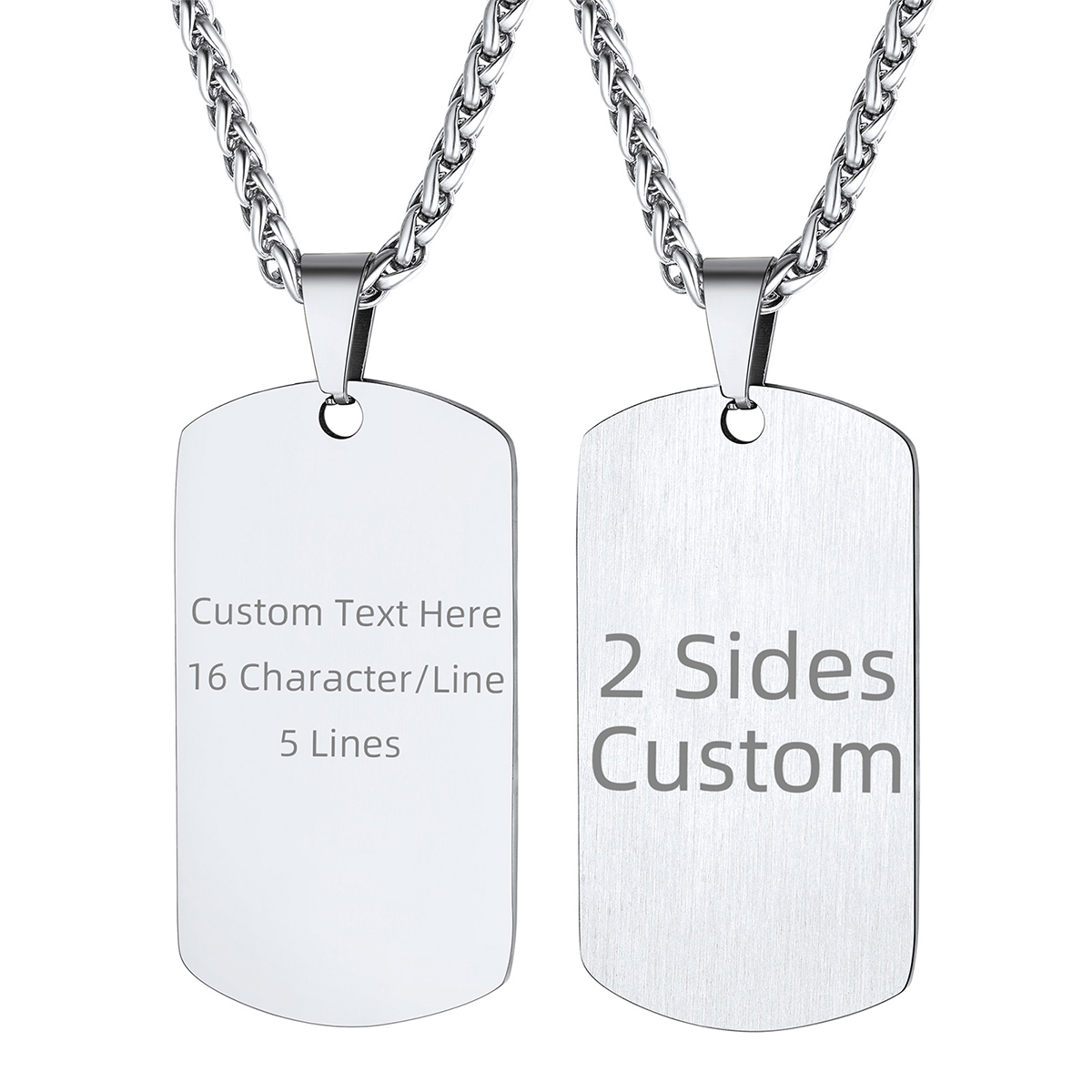 Custom Engraved Double-Sided  Necklace for Men
