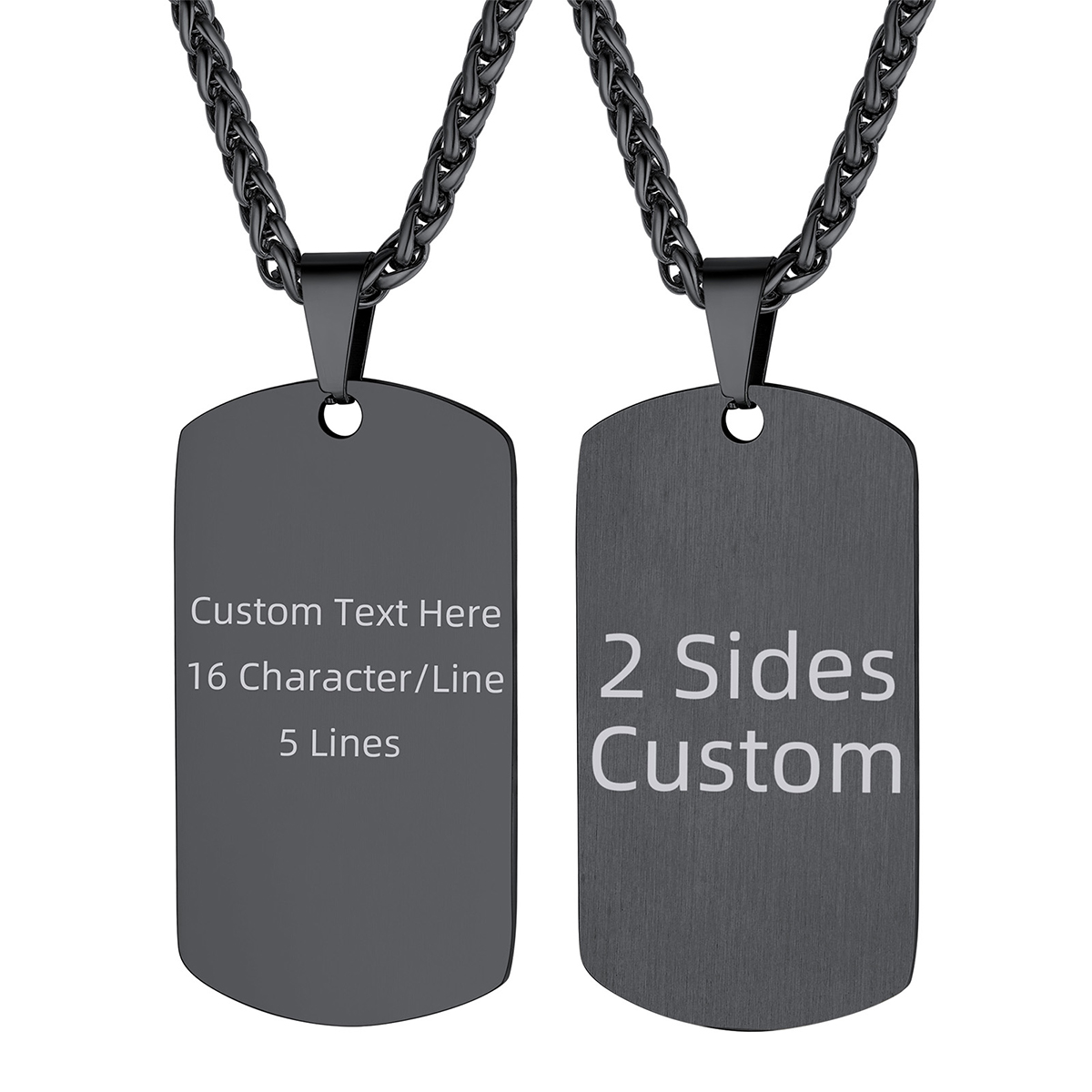 Custom Engraved Double-Sided  Necklace for Men