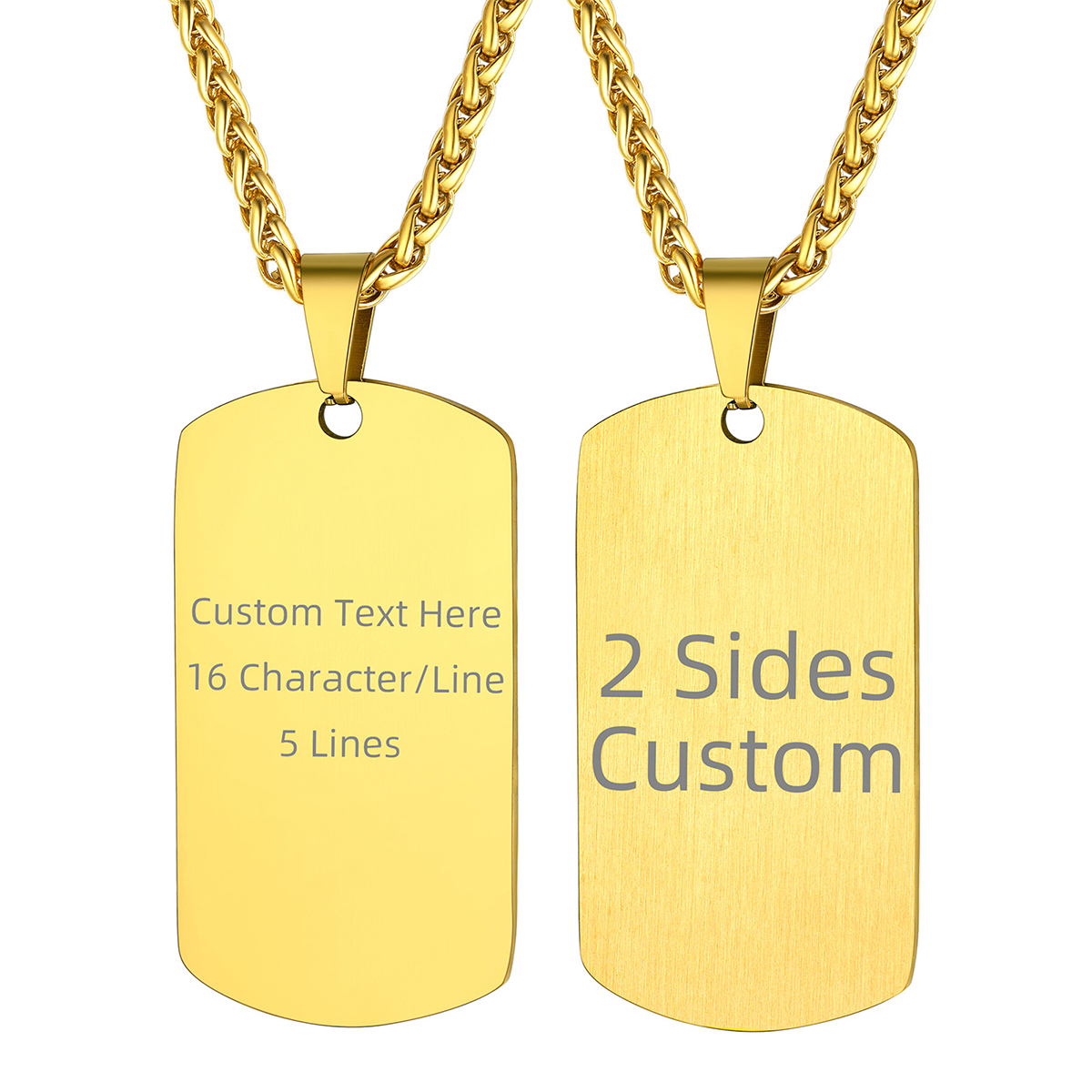 Custom Engraved Double-Sided  Necklace for Men