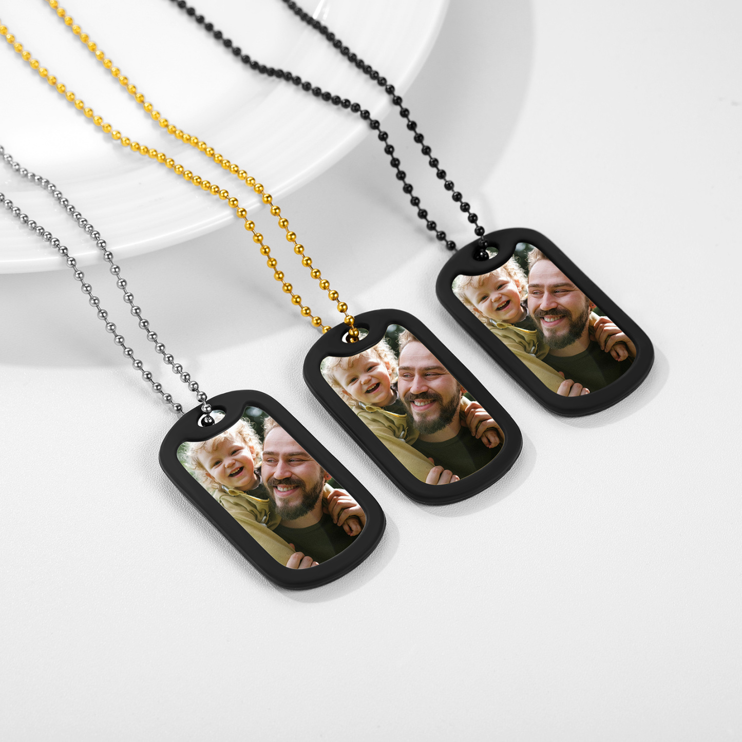 Engraved Photo square Necklace for Men