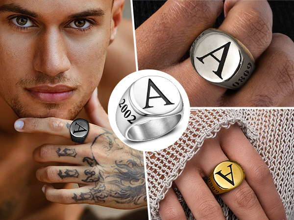 Personalized Name Signet Ring model show