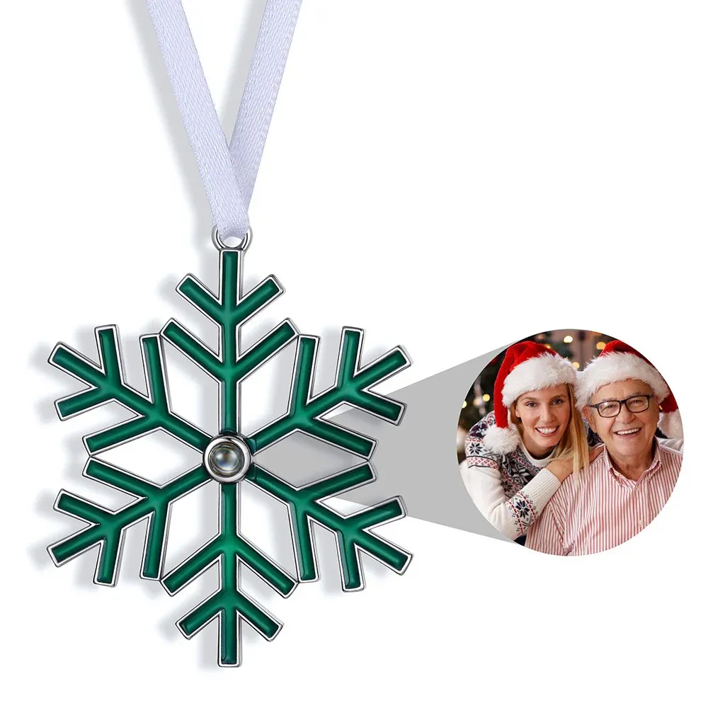 Personalized Photo Projection Christmas Ornaments For Family Snowflake Golw-in-the-Dark