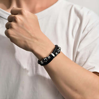 Custom Soccer Ball Double Row Leather Bracelet