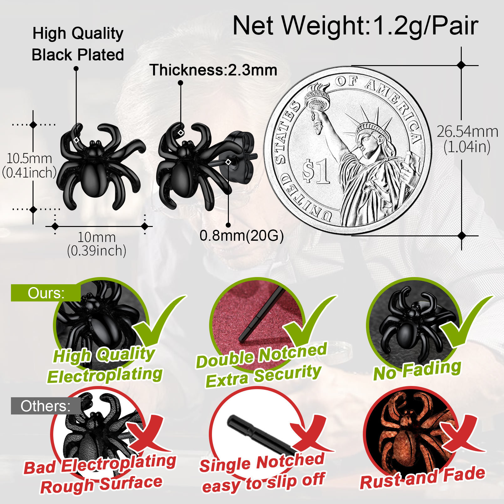 Spider Stud Earrings gift for halloween