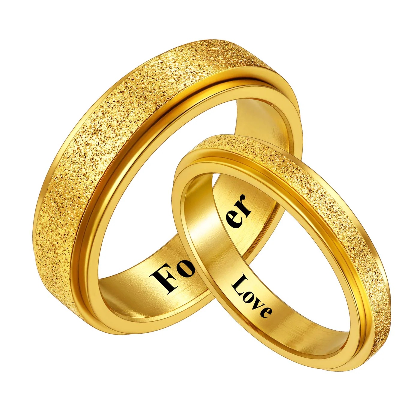 Spinner Promise Rings for Couple Gold Plated