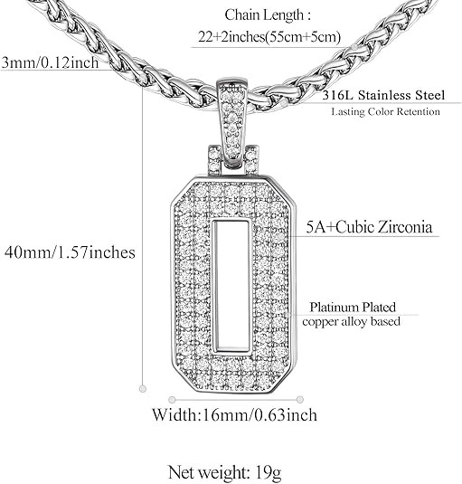 Sports Jersey Number Necklace Cubic Zirconia size